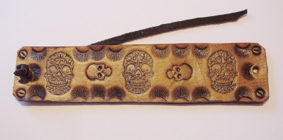 Bratara artizanat embosata Mexican Skulls