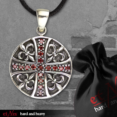 SK4036 Pandantiv de inox Lily and Cross cu piatra rosie (lidhidare stoc)