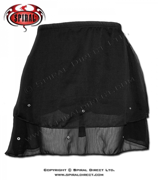G711P001 - F Chiffon Stud Skirt Blk