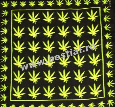 Bandana cannabis frunze mici verzi pe negru