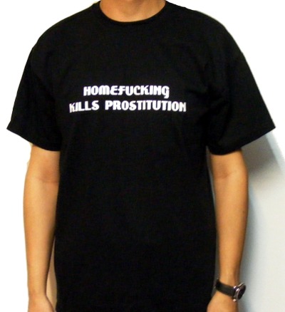 Tricou negru HOMEFUCKING KILLS PROSTITUTION