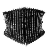 Corset negru pentru talie cu dungulite lucioase DS/BQ/7028