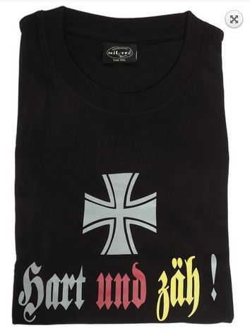 Tricou Barbatesc Negru  cu inscriptia  HART UND ZÄH   (Hard and tough) Art.-No 11058002