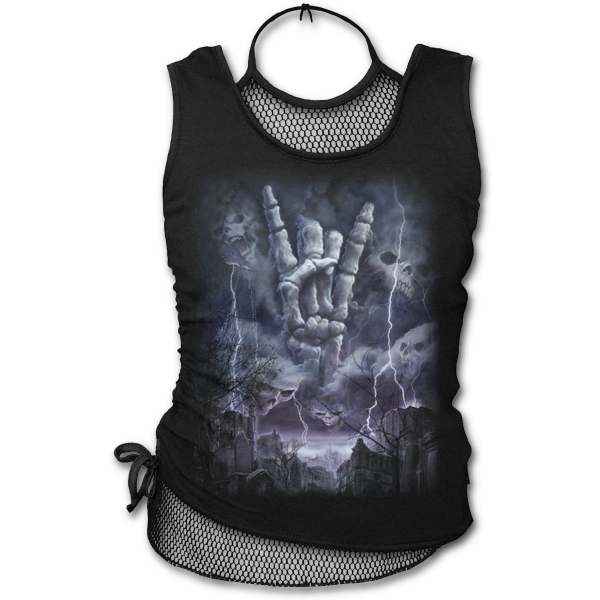 Top dama T136G028 - ROCK ETERNAL 2in1 Neck Tie Mesh