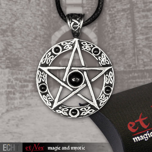 BK062B Pandantiv de bronz placat cu argint Black Pentagram