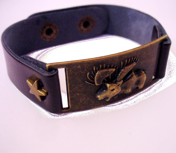 Bratara imitatie piele maro Kways Cerb (JHN)