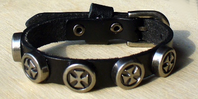 Bratara imitatie piele ingusta cu Iron Cross (JHN)