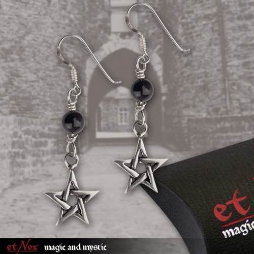 O515 Cercei de argint Black Pentagram