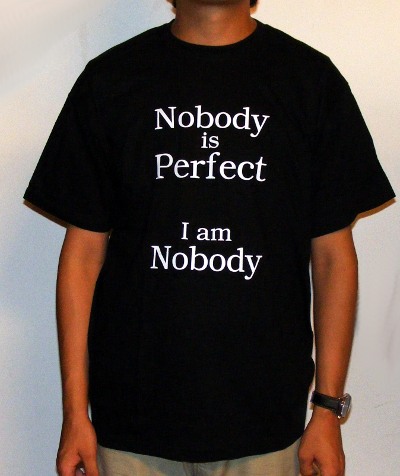 Tricou TBF negru NOBODY IS PERFECT I AM NOBODY