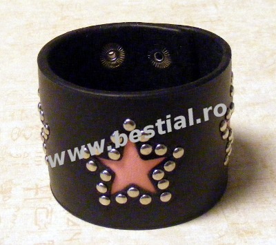 Bratara imitatie piele stelute roz