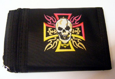 Portofel cu lant Iron Cross color cu craniu (JHN)
