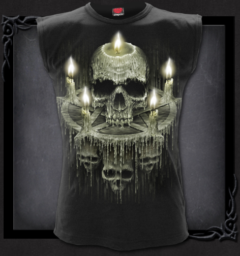 Tricou fara maneci K045M001 - WAXED SKULL (lichidare stoc)