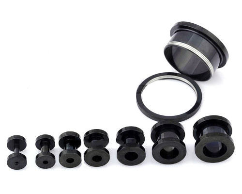 Flesh Tunnel Budget Negru Metalic Mic/Mediu