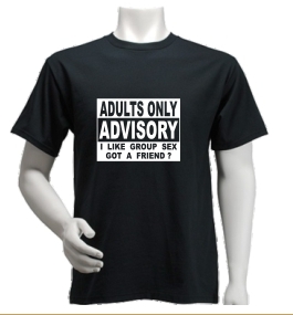 Tricou negru ADULTS ONLY ADVISORY I LIKE GROUP SEX