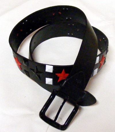 Curea imitatie piele neagra cu stelute si piramide (JHN)