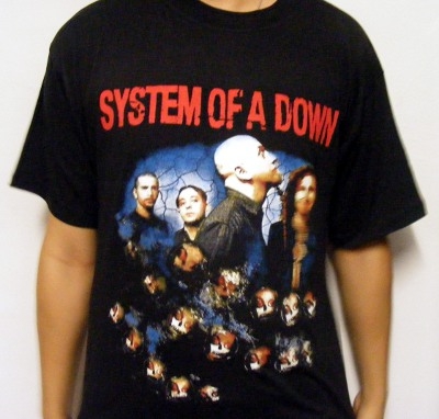 Tricou SYSTEM OF A DOWN Band fond albastru (SUPERPRET)