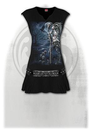Tricou-rochie  K056F108 RAVEN QUEEN - Stud Waist Mini Dress Black