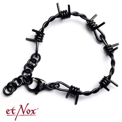 SA502B Bratara de inox sarma ghimpata Barbed Wire neagra
