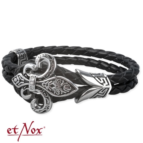 SA504 Bratara de piele si inox Steel Lily