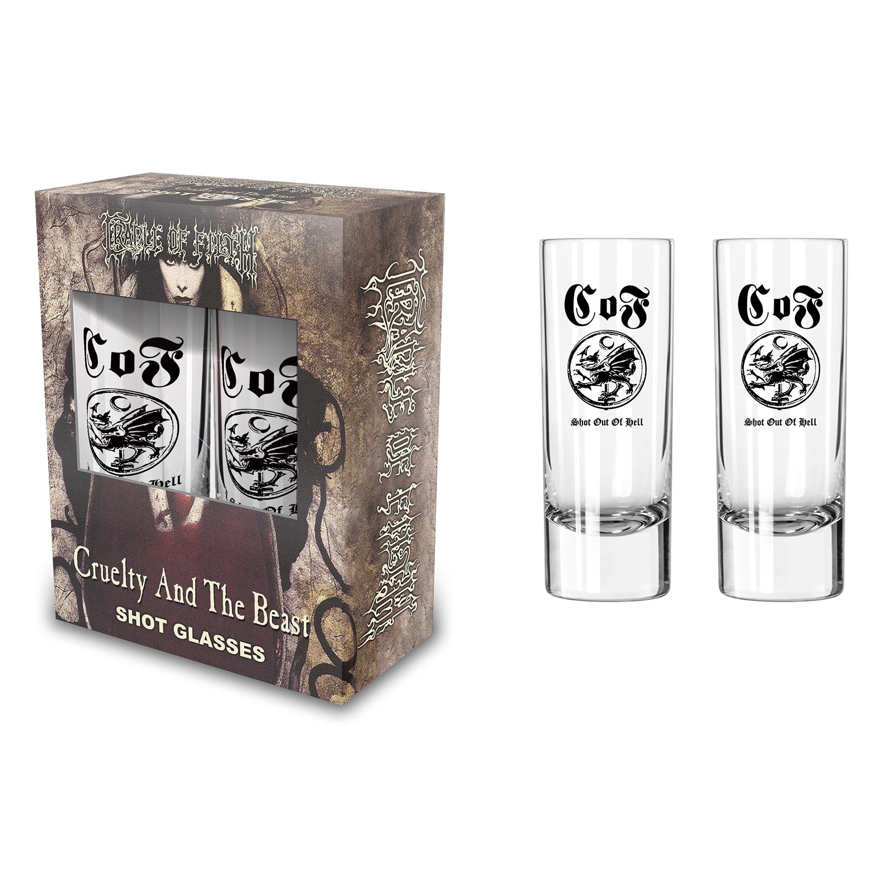 Set 2 pahare mici pt. shot  (0.06 L) CRADLE OF FILTH - Cruelty And The Beast