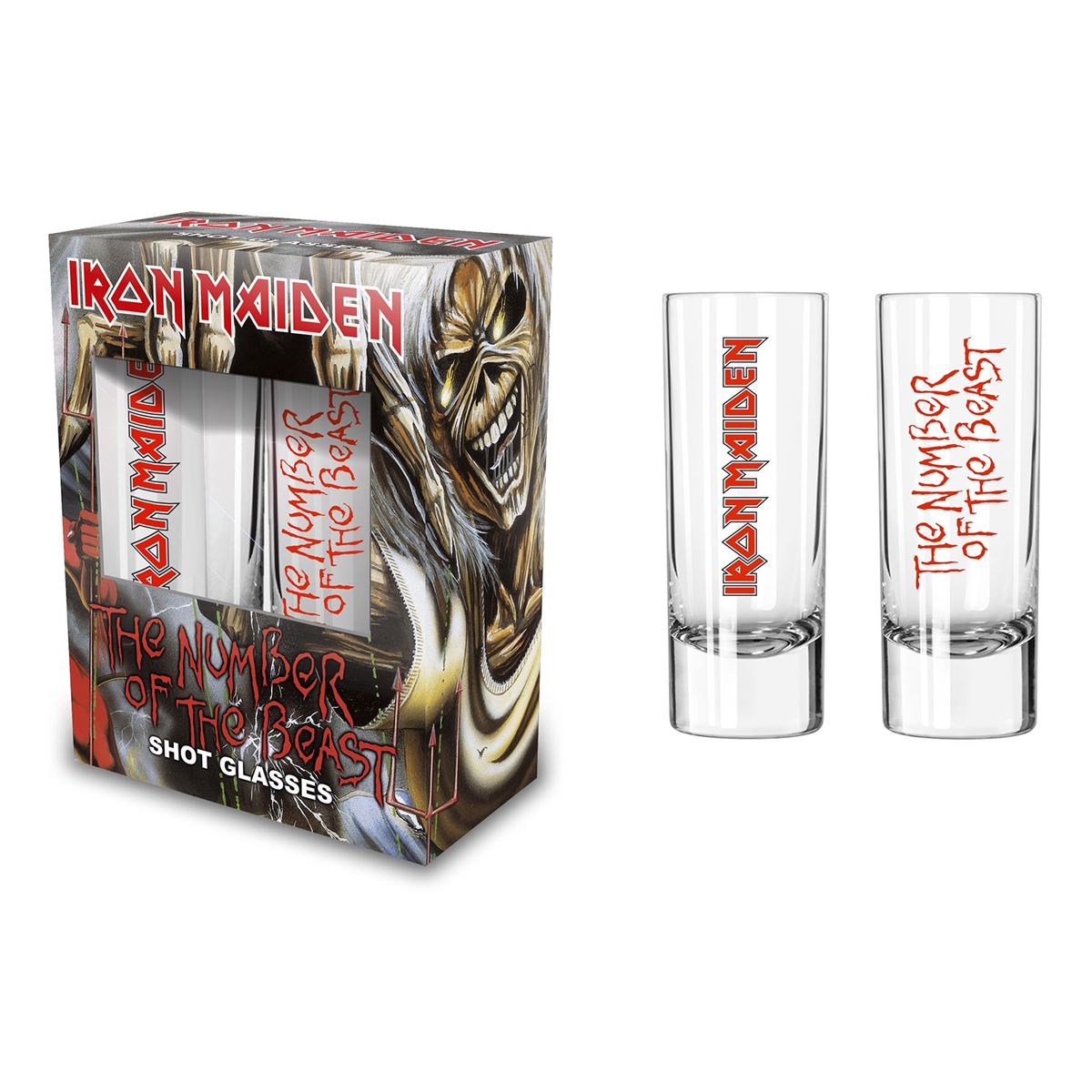 Set 2 pahare mici pt. shot  (0.06 L) IRON MAIDEN - The Number of the Beast SG027