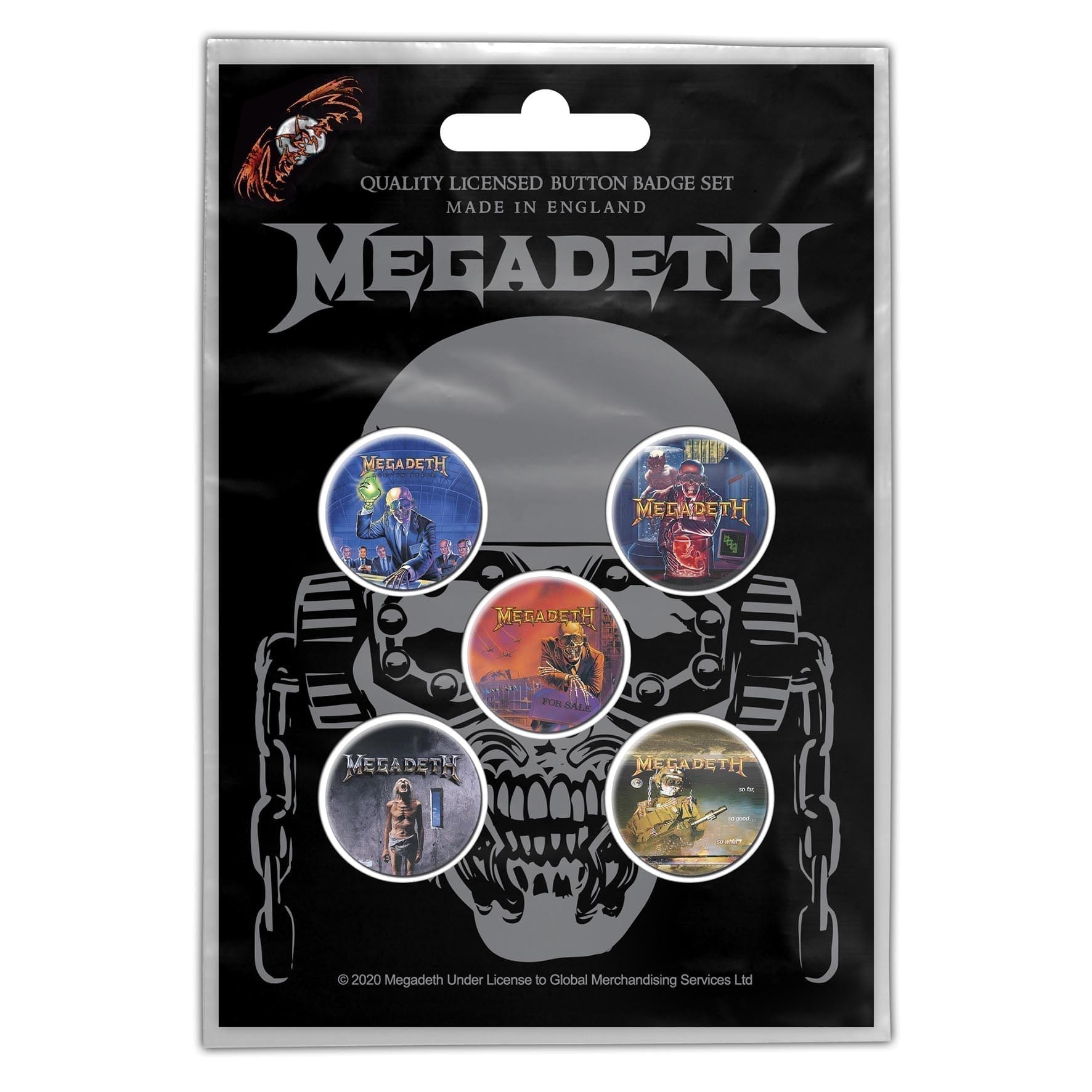 Set 5 insigne MEGADETH Vic Rattlehead