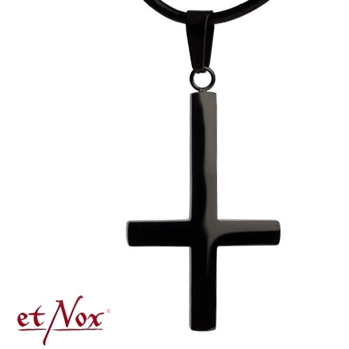 SK4110 Pandantiv de inox Inverted Black Cross