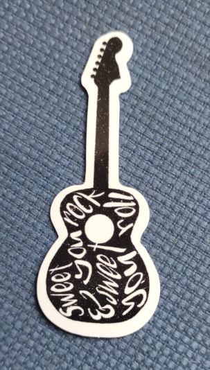 Sticker (abtibild) Chitara Alb/Negru cu scris (JBG)