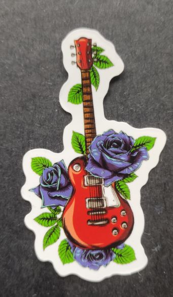Sticker (abtibild) Chitara si trandafiri albastri (JBG)