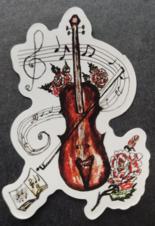 Sticker (abtibild) Vioara cu flori (JBG)