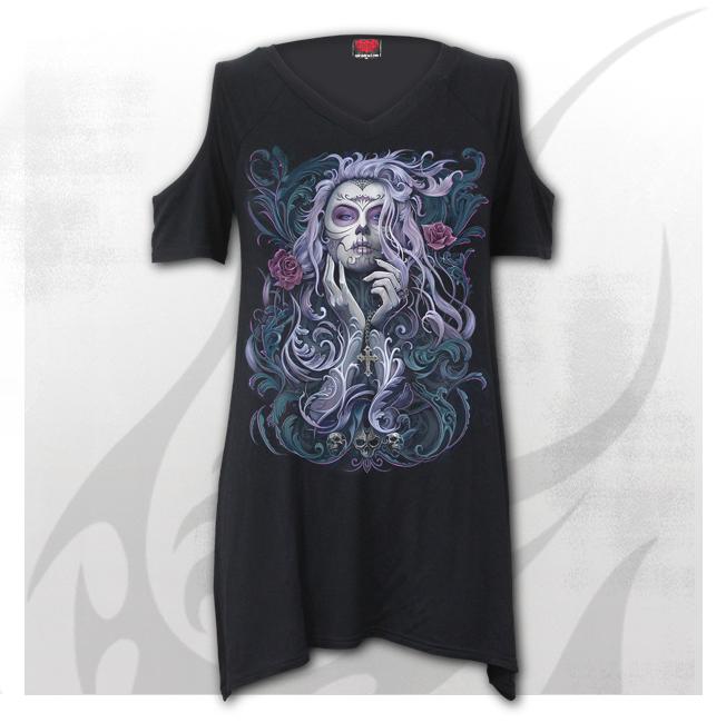 Top dama cu umeri decupati T162F756 - ROCOCO SKULL