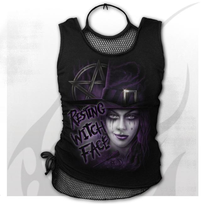 Top dama D093G028 - RESTING WITCH FACE 2in1 Neck Tie Mesh