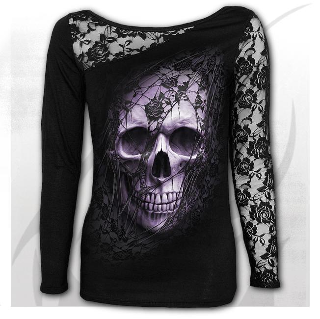 Longsleeve dama D095F439 - LACE SKULL Lace One Shoulder