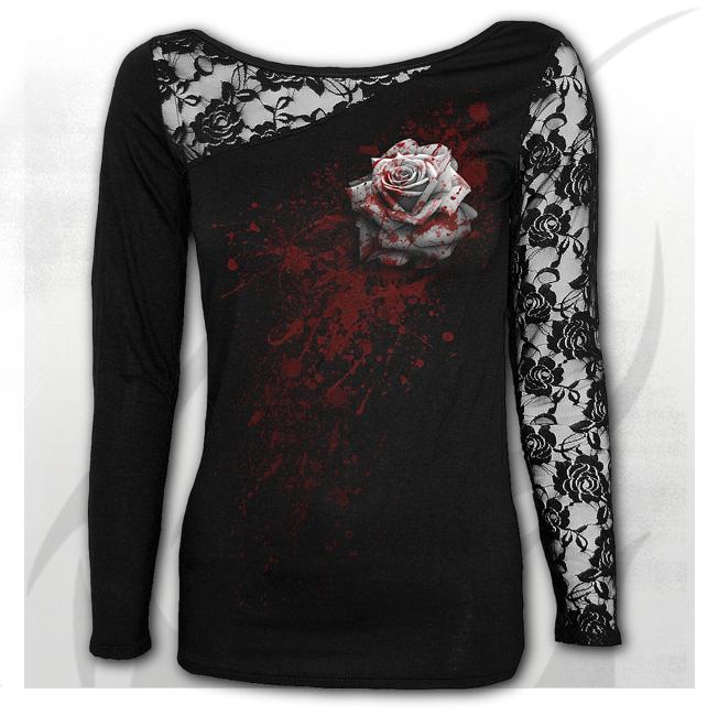 Longsleeve dama K020F439 - WHITE ROSE Lace One Shoulder