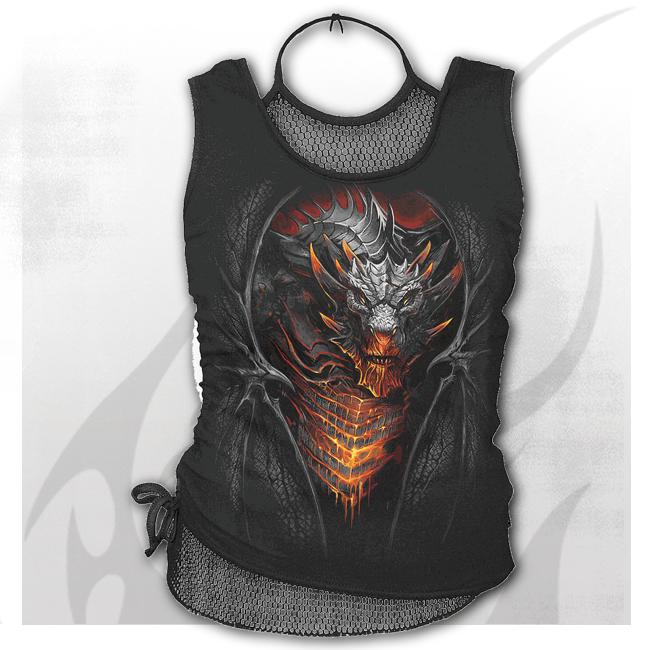 Top dama L046G028 - DRACONIS 2in1 Neck Tie Mesh
