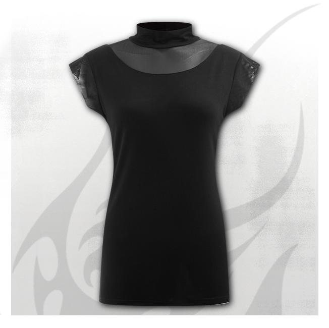 Top dama P001G064 - GOTHIC ELEGANCE Turtle Neck Fine Mesh