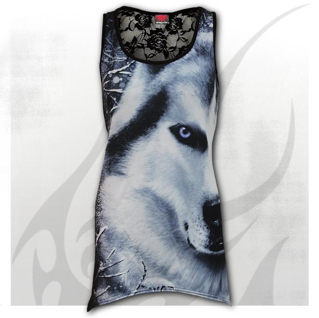 Top dama S010G056 - WHITE WOLF AO Allover Goth