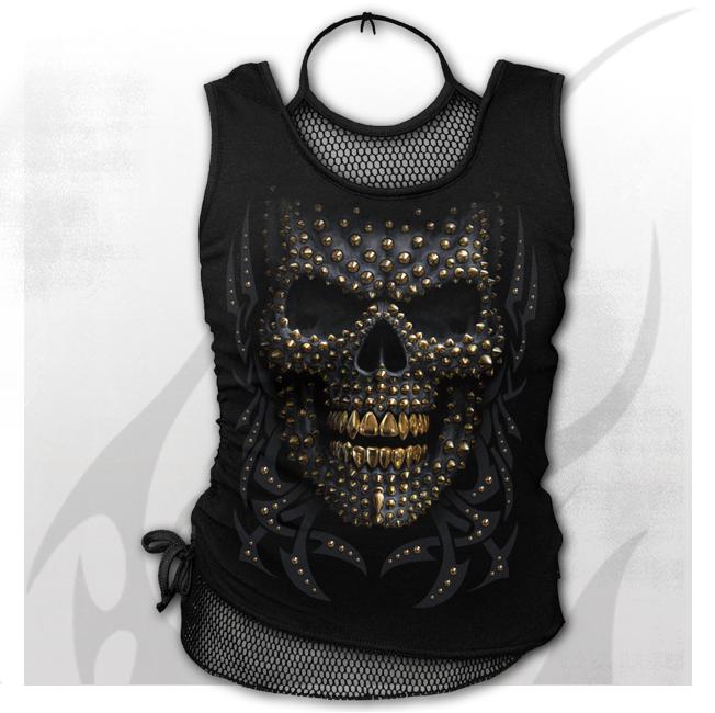 Top dama M031G028 - BLACK GOLD 2in1 Neck Tie Mesh