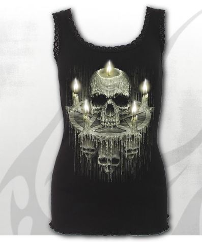 Top dama K045G075 - WAXED SKULL Crochet Collar