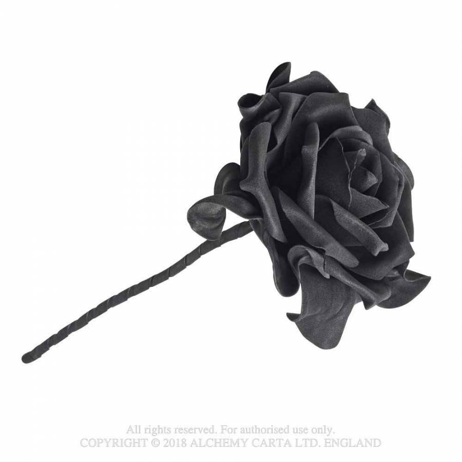 Trandafir artificial (foam) negru  ROSE5 Single Black Rose with Stem