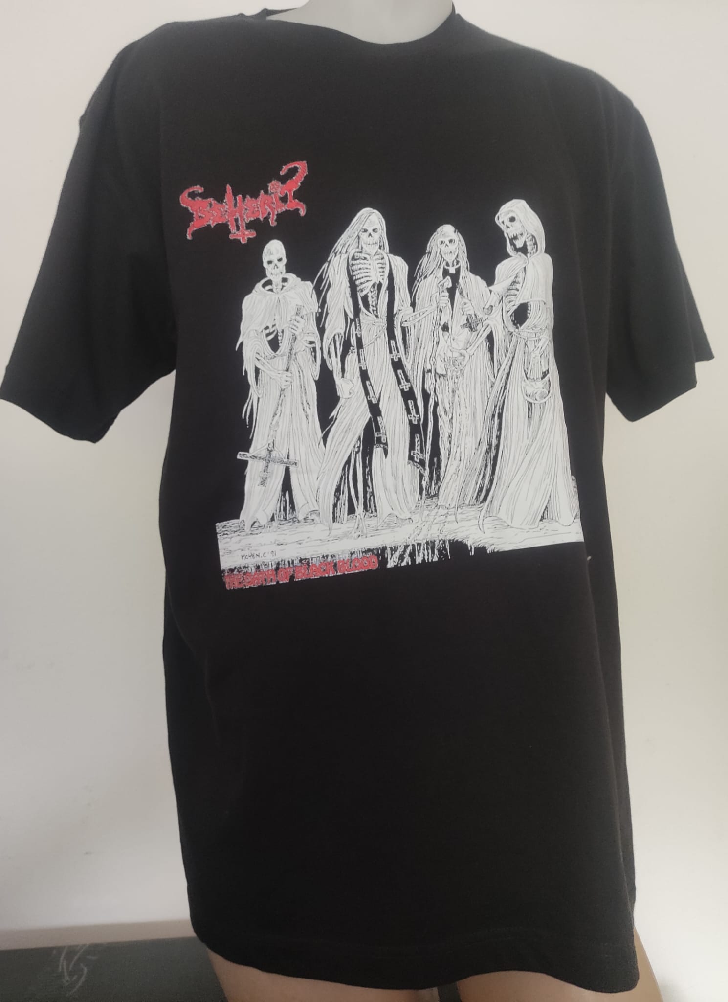 Tricou BEHERIT The Oath of Black Blood - alb negru (EVT)