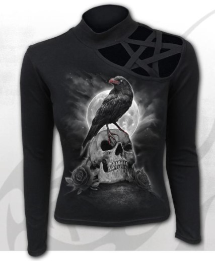 Tricou de dama D104F477 GRAVE WALKER - Pentagram Shoulder Longsleeve Top
