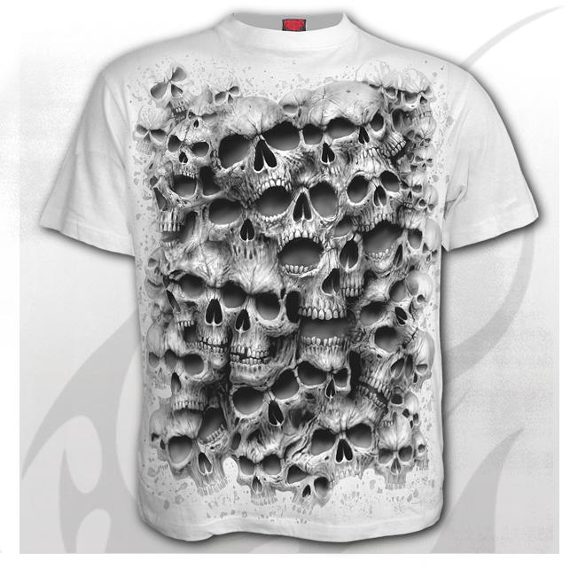 Tricou E032M113 TWISTED SKULLS (alb)