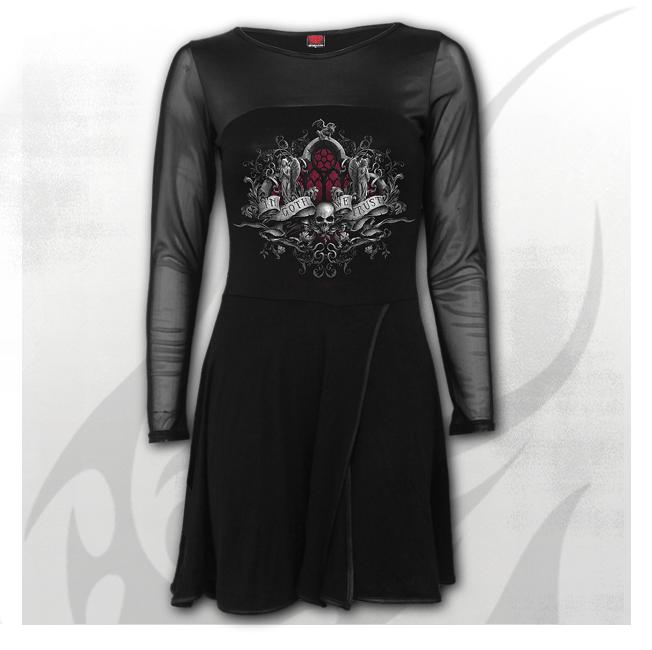 Rochie D055F125 - IN GOTH WE TRUST Mesh Sleeve