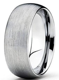 TUR021 Inel de tungsten argintiu mat curbat