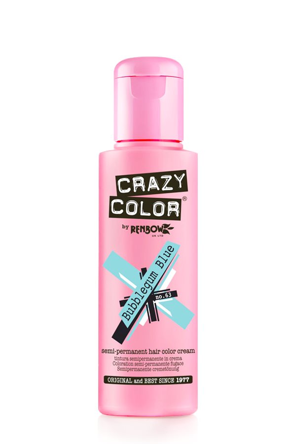 Vopsea de par semipermanenta albastra Crazy Color Bubblegum Blue - 63