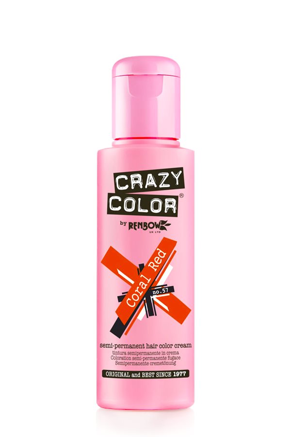 Vopsea de par semipermanenta portocalie Crazy Color Coral Red - 57