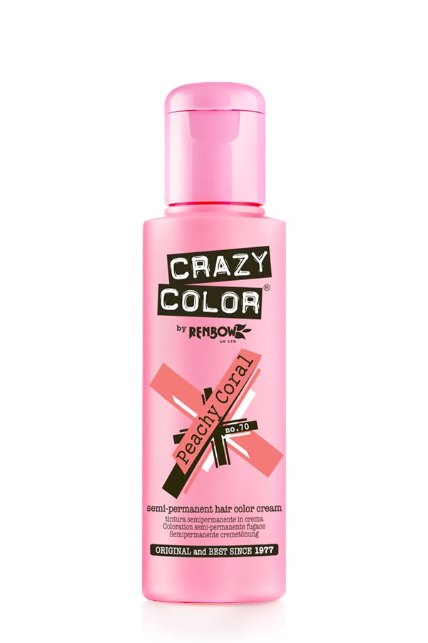 Vopsea de par semipermanenta portocalie Crazy Color Peachy Coral - 70