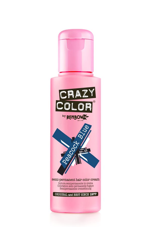 Vopsea de par semipermanenta albastra Crazy Color Peacock Blue - 45