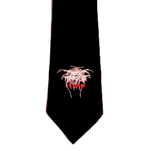 Cravata brodata DARKTHRONE LOGO ALB (Superpret Razamataz)